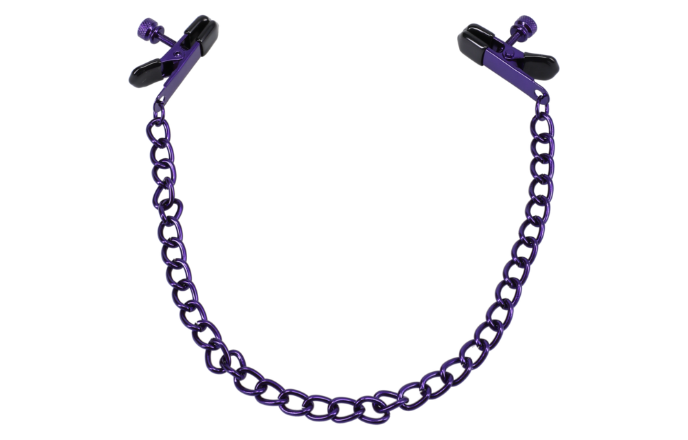 Verkettete violette Nippelklemmen | Einstellbares sinnliches Vergnügen