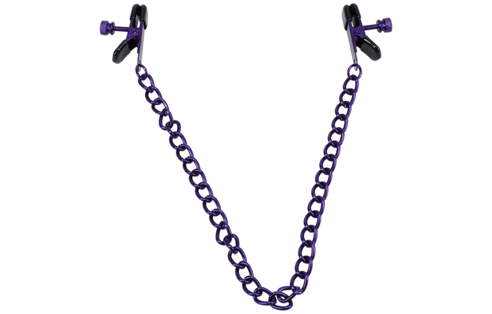 Verkettete violette Nippelklemmen | Einstellbares sinnliches Vergnügen