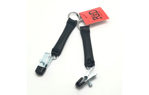 Breast Clamps Leather Weight 2x80g Black - Luxury & Comfort