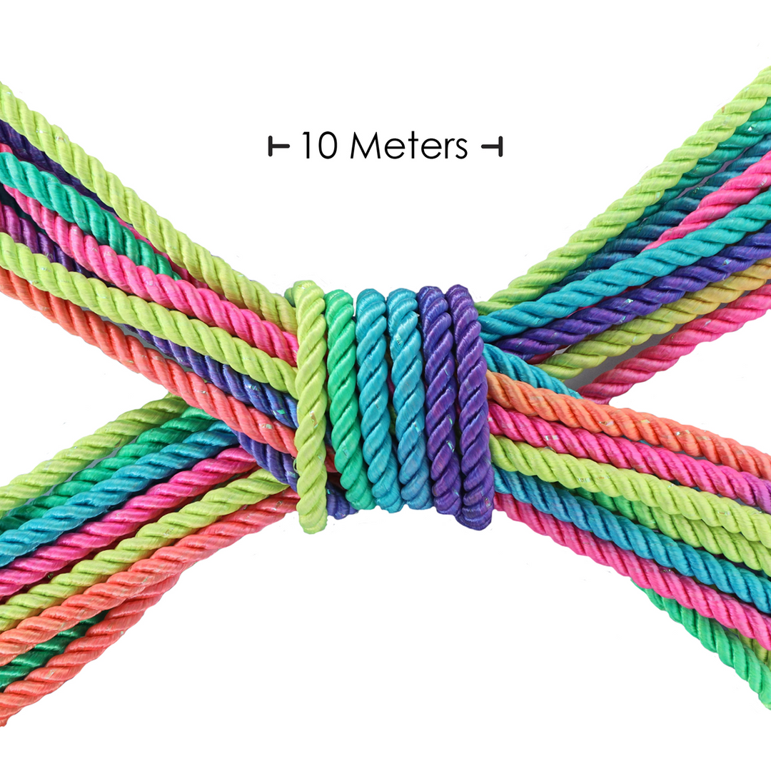 Polyester Bondage Touw - 10 m - Multicolor Helder