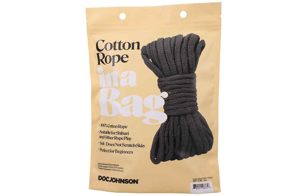 Cotton Rope 32 Ft Black - Strong, Comfortable & Safe