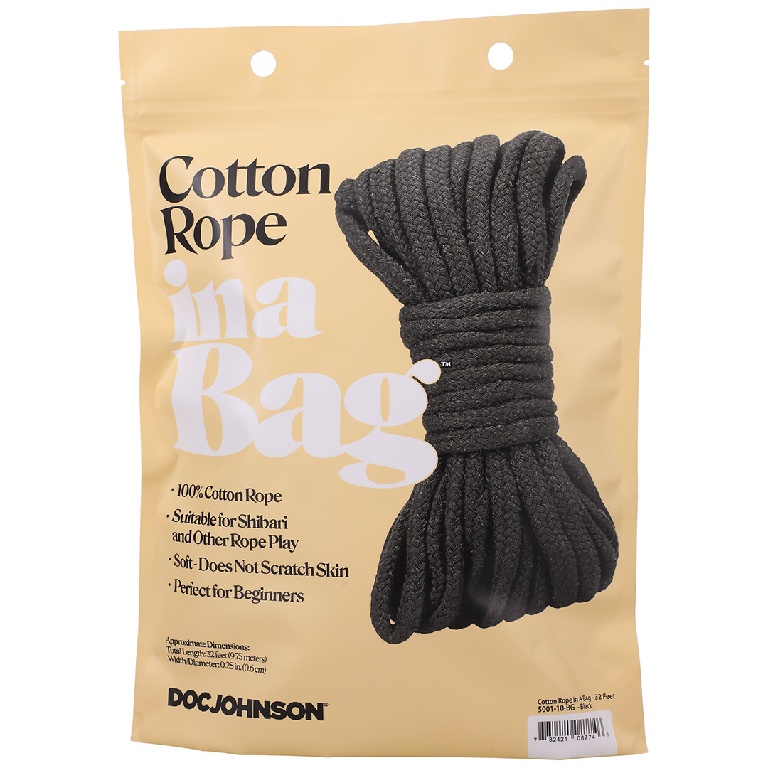 Cotton Rope 32 Ft Black - Strong, Comfortable & Safe