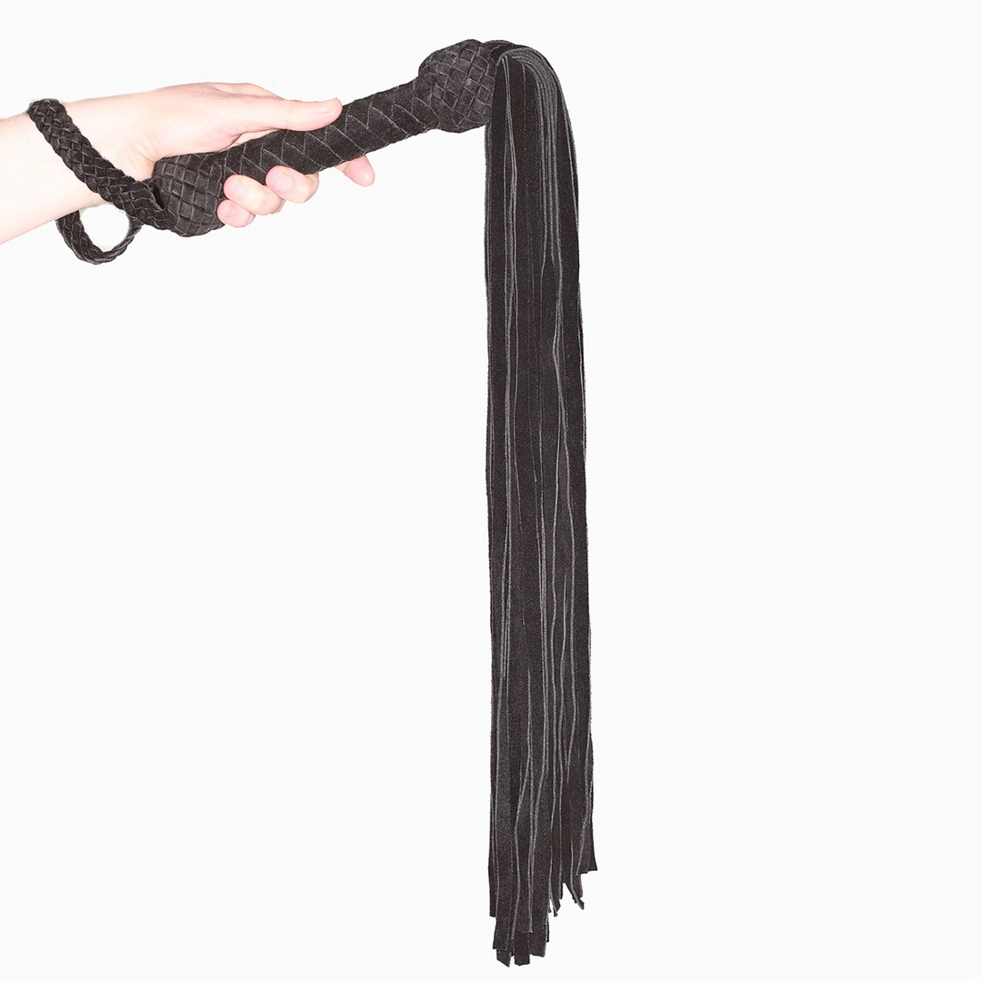 Prowler RED Suede Flogger Schwarz (85 cm) | Luxus-BDSM-Peitsche
