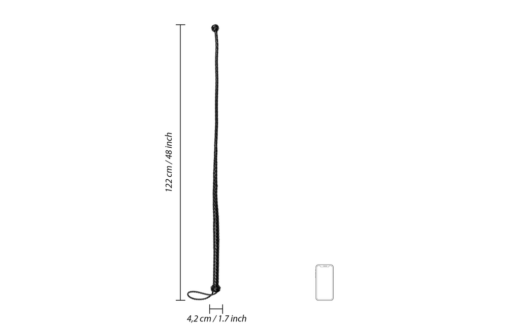 PU Leather Whip Black 122 cm | Knot Detail & Comfort