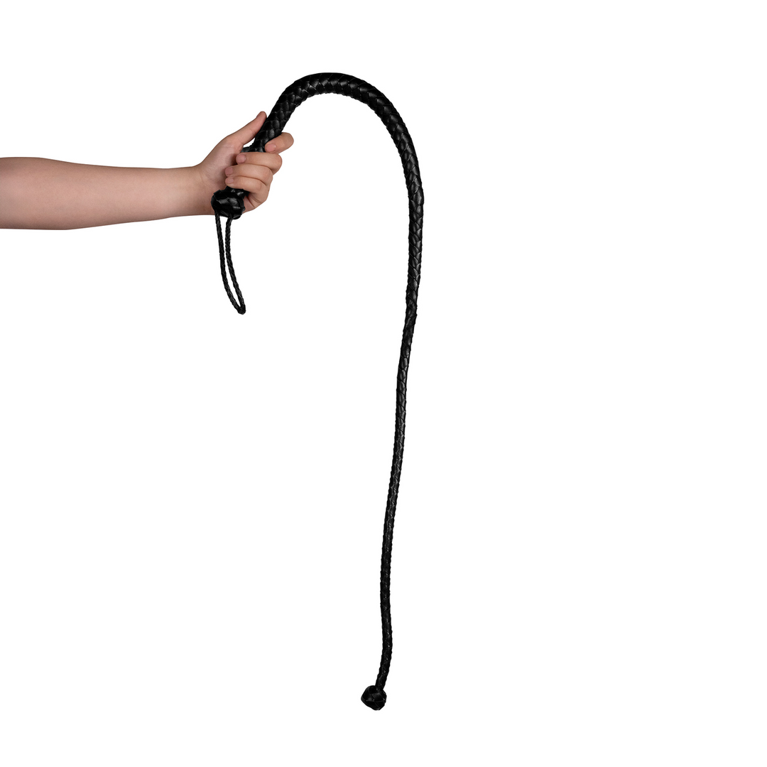 PU Leather Whip Black 122 cm | Knot Detail & Comfort