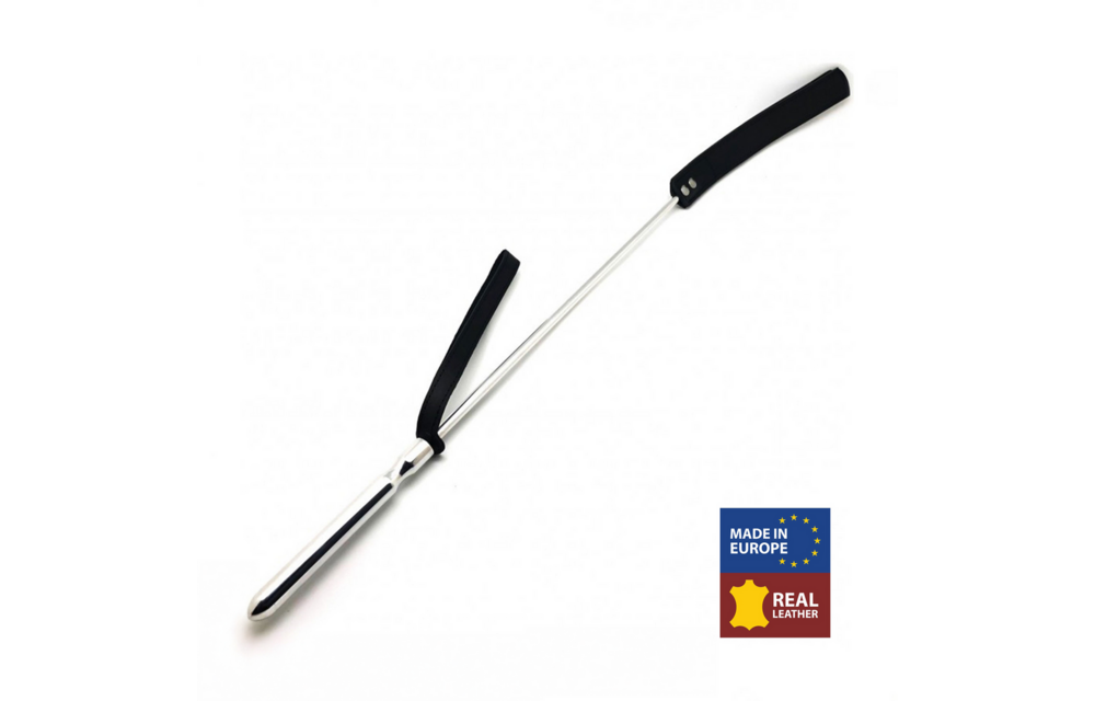 Peitsche - Metall und Leder - 70,5 cm - Schwarz/Silber