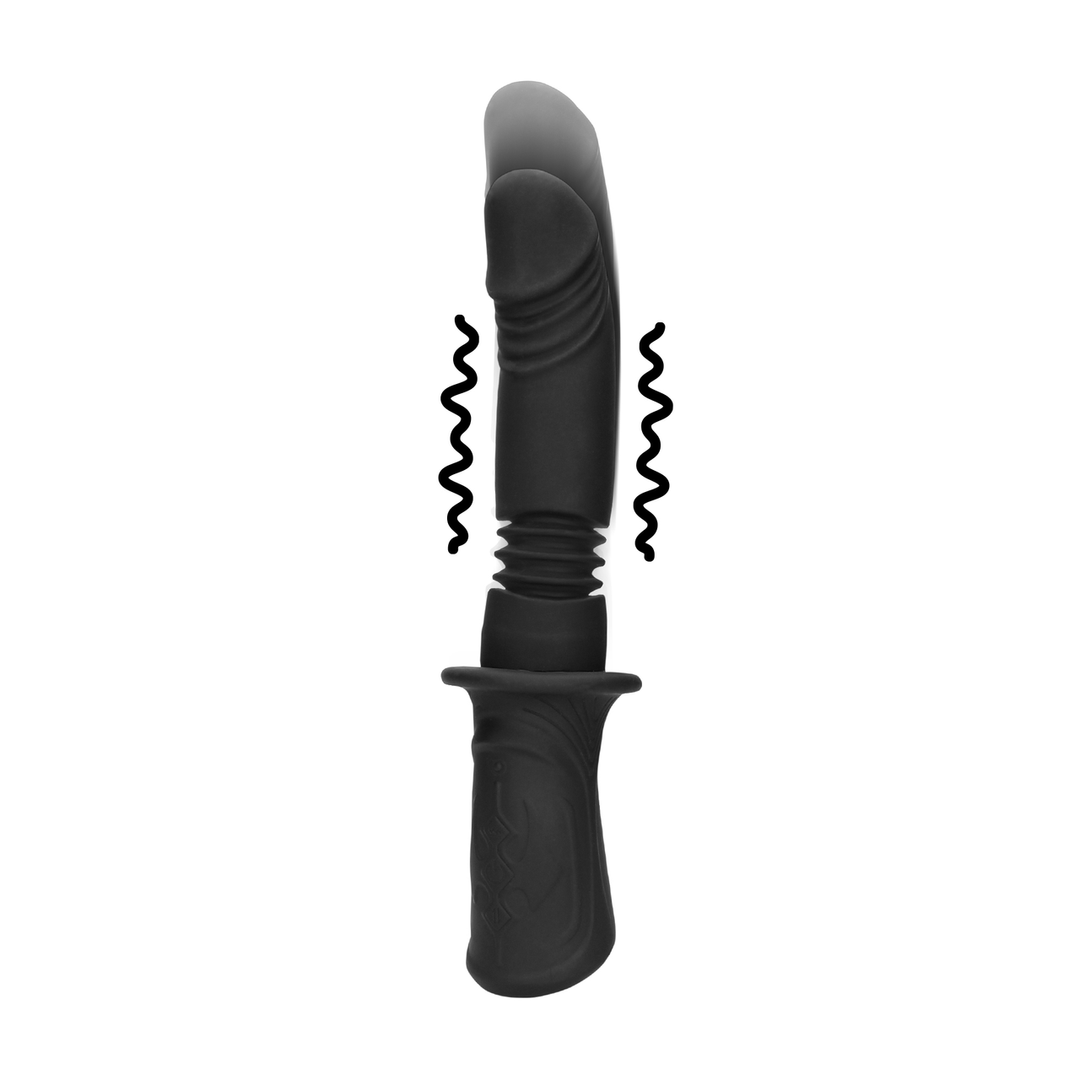 Handheld vibrating and thrusting sex machine black – Ultimate pleasure