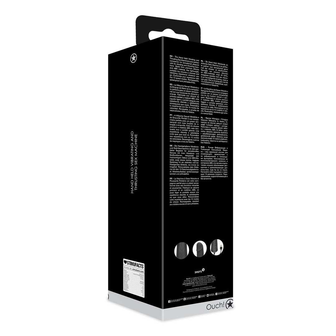 Handheld Vibrerende en Duwende Seksmachine - Zwart