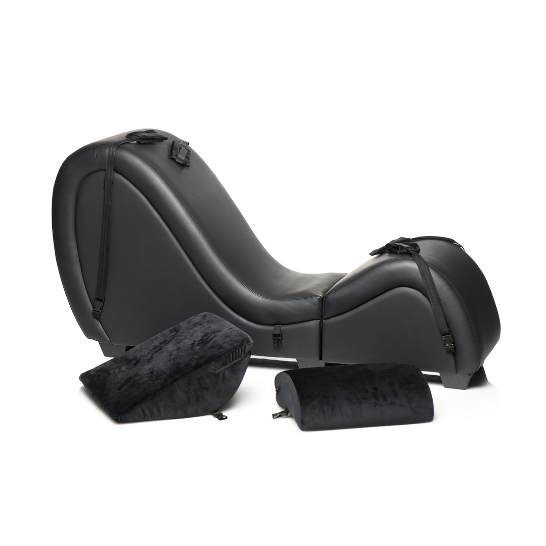 Kinky Sex Chaise Zwart met Love Pillows – Compact & Stoer