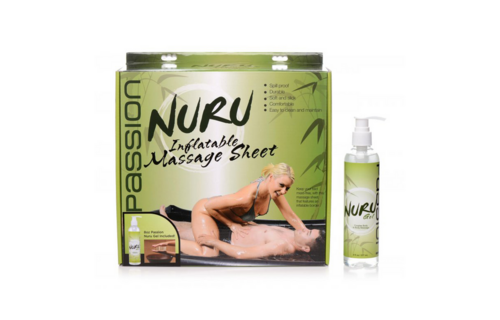 Nuru Opblaasbaar Massagedoek & Gel Kit – Glibberig Plezier