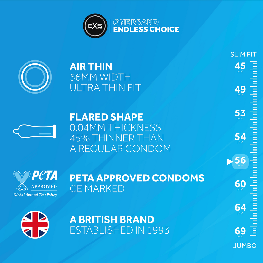 EXS Air Thin Condoms - Ultra Thin & Safe, 144 Pieces