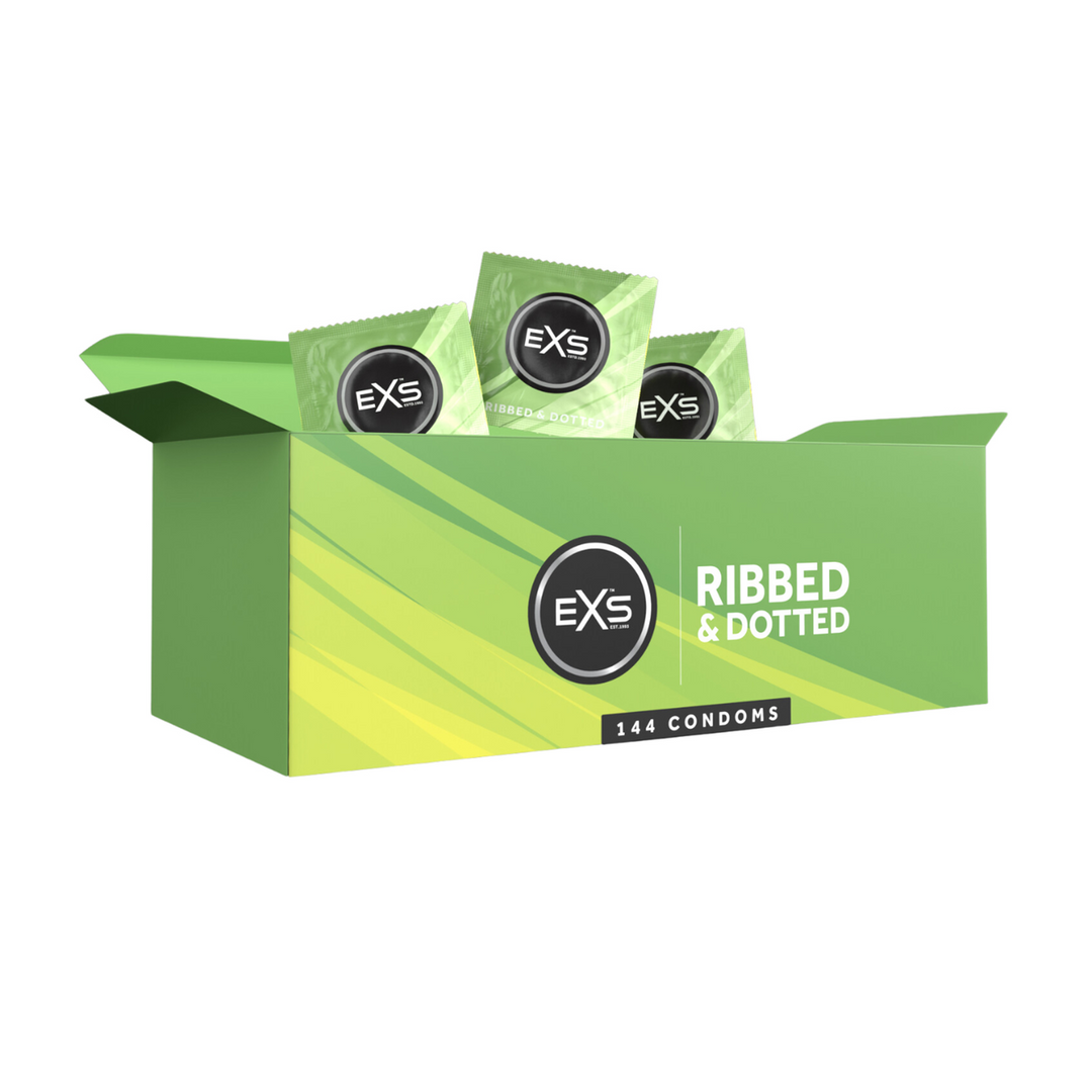 EXS 3 in 1 Condoms - Ribbed, Textured & Safe 144 Pieces