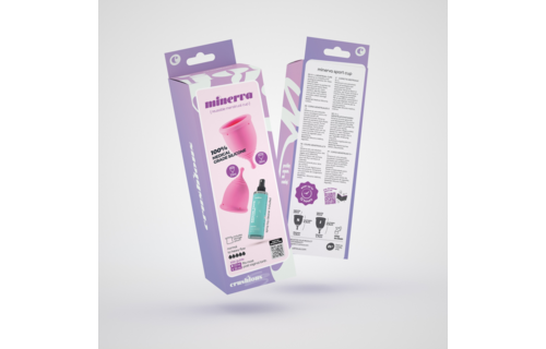 Minerva - Menstruationstassen mit Beutel und Toycleaner - S und L - Rosa