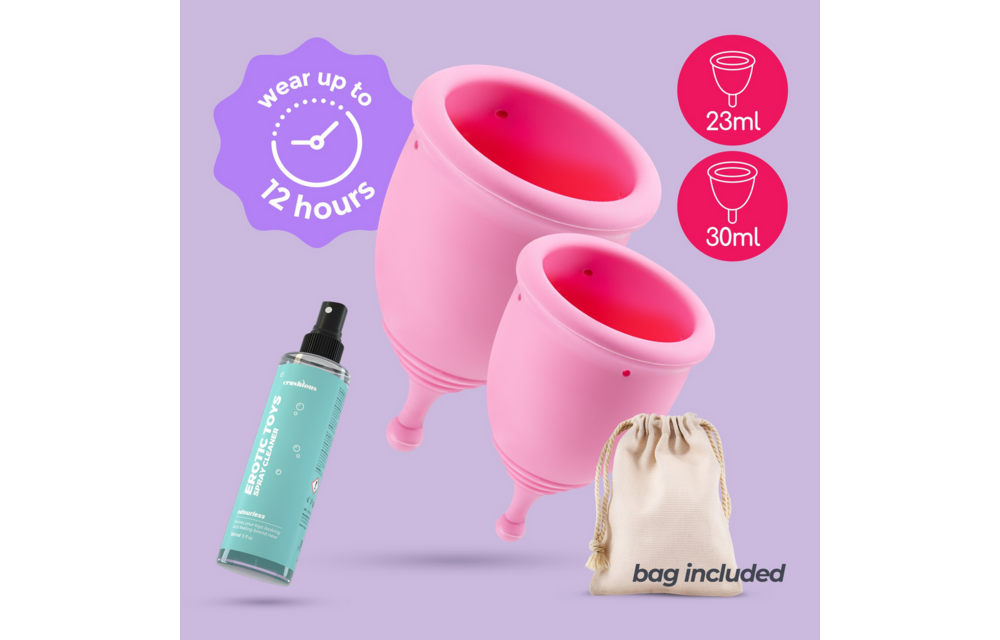Minerva - Menstrual Cups with Pouch and Toycleaner- S and L - Pink