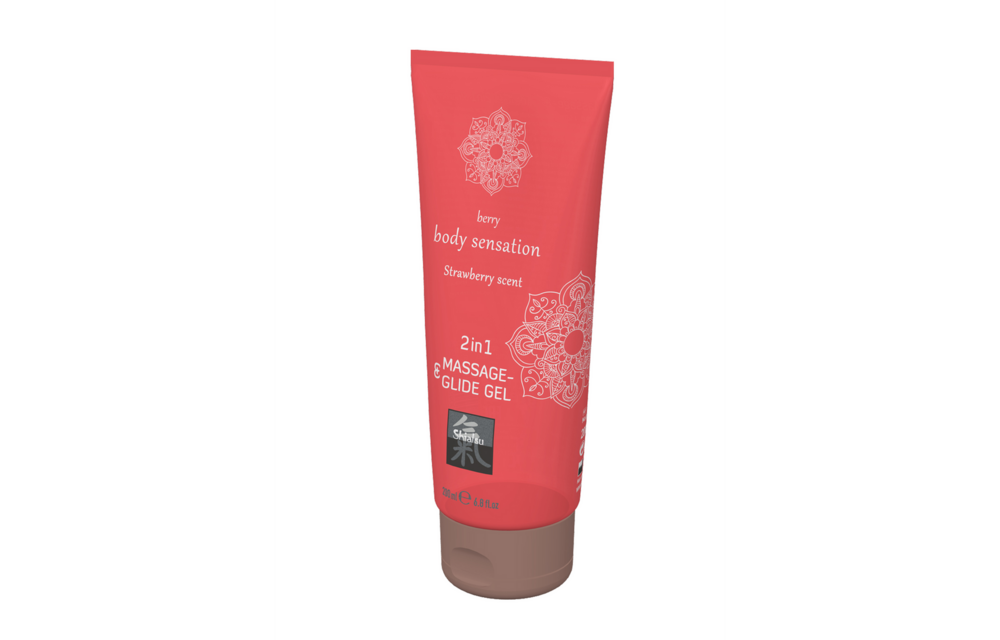2 in 1 Massage und Glide Gel - Erdbeere - 7 fl oz / 200 ml