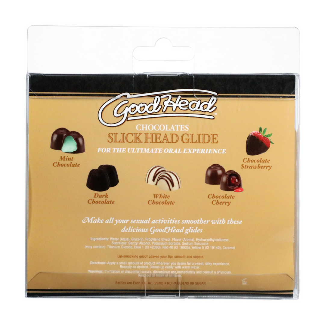 Slick Head Glide Chocolates – 5 Chocolate Flavours, Vegan & Soft