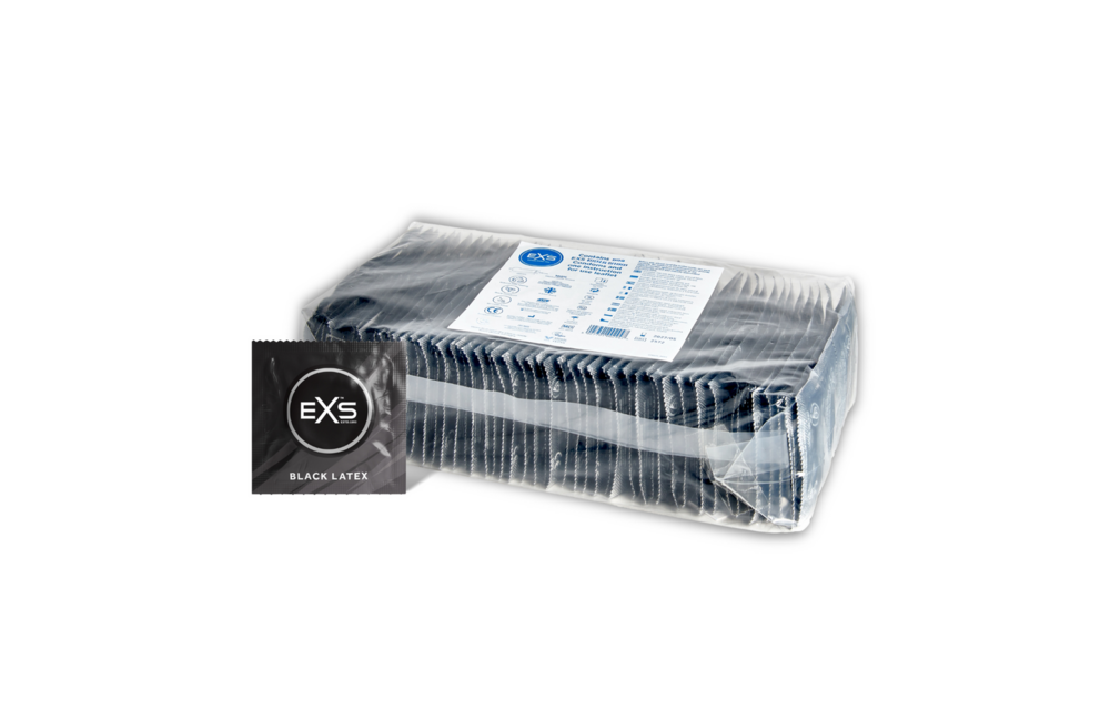 EXS Schwarze Latexkondome – 100 Stück, stark und bequem