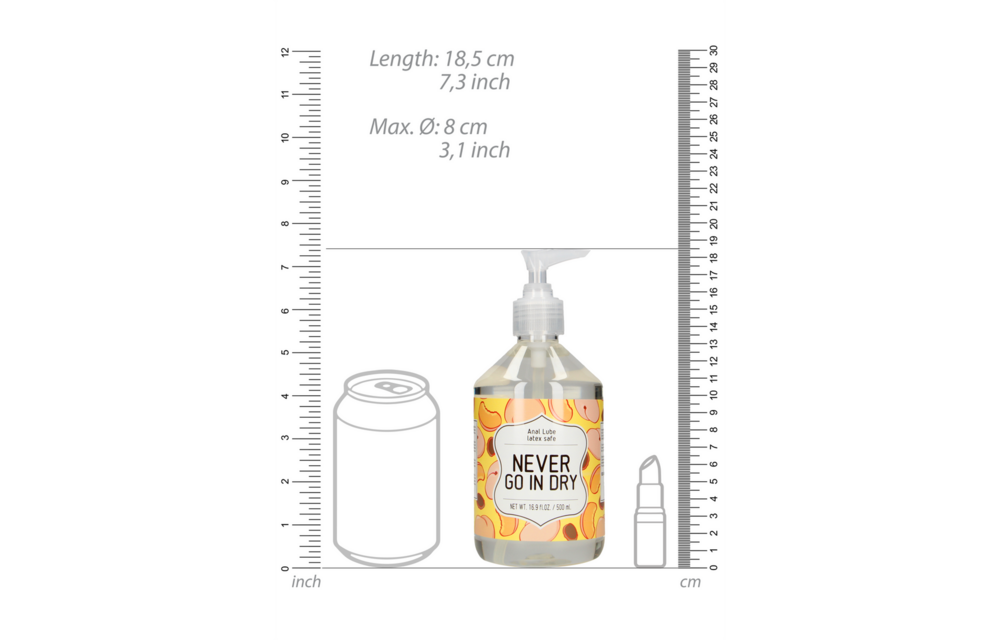 Never Go In Dry – Waterbasis Anale Glijmiddel 500 Ml