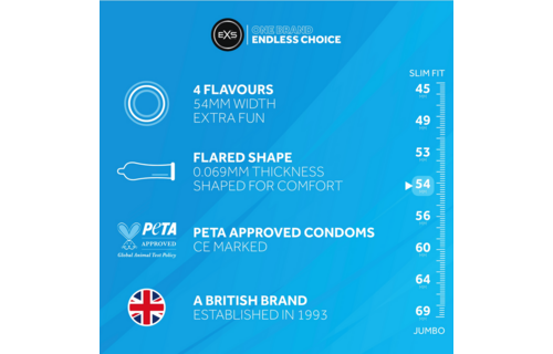 EXS Mixed Flavour Condoms | 48 Pieces Premium Latex
