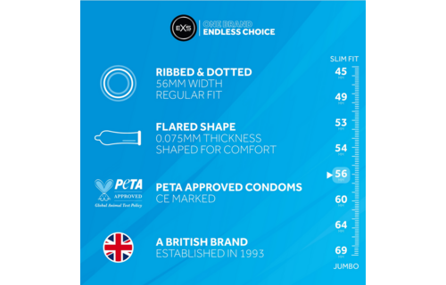 EXS Geriffelte & Gepunktete Kondome 48 Stück – Intensive Empfindungen