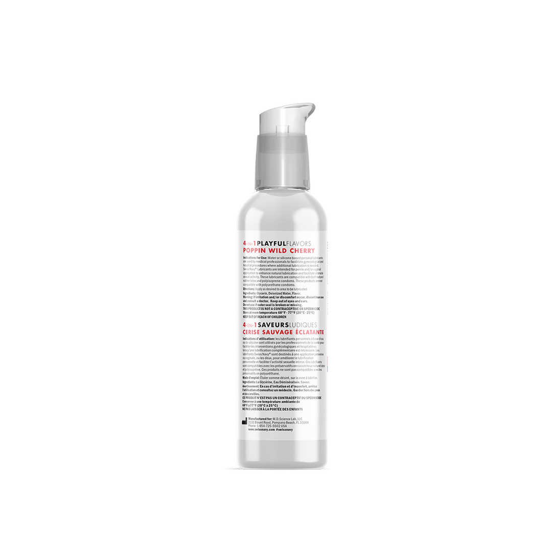 4 in 1 Playful Flavors - Lubricant with Poppin Wild Cherry Flavor - 4 fl oz / 118 ml
