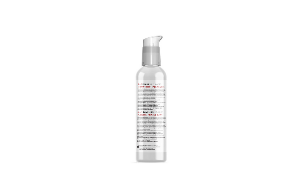 4 in 1 Playful Flavors - Lubricant with Straw-Kiwi Pleasures Flavor - 4 fl oz / 118 ml