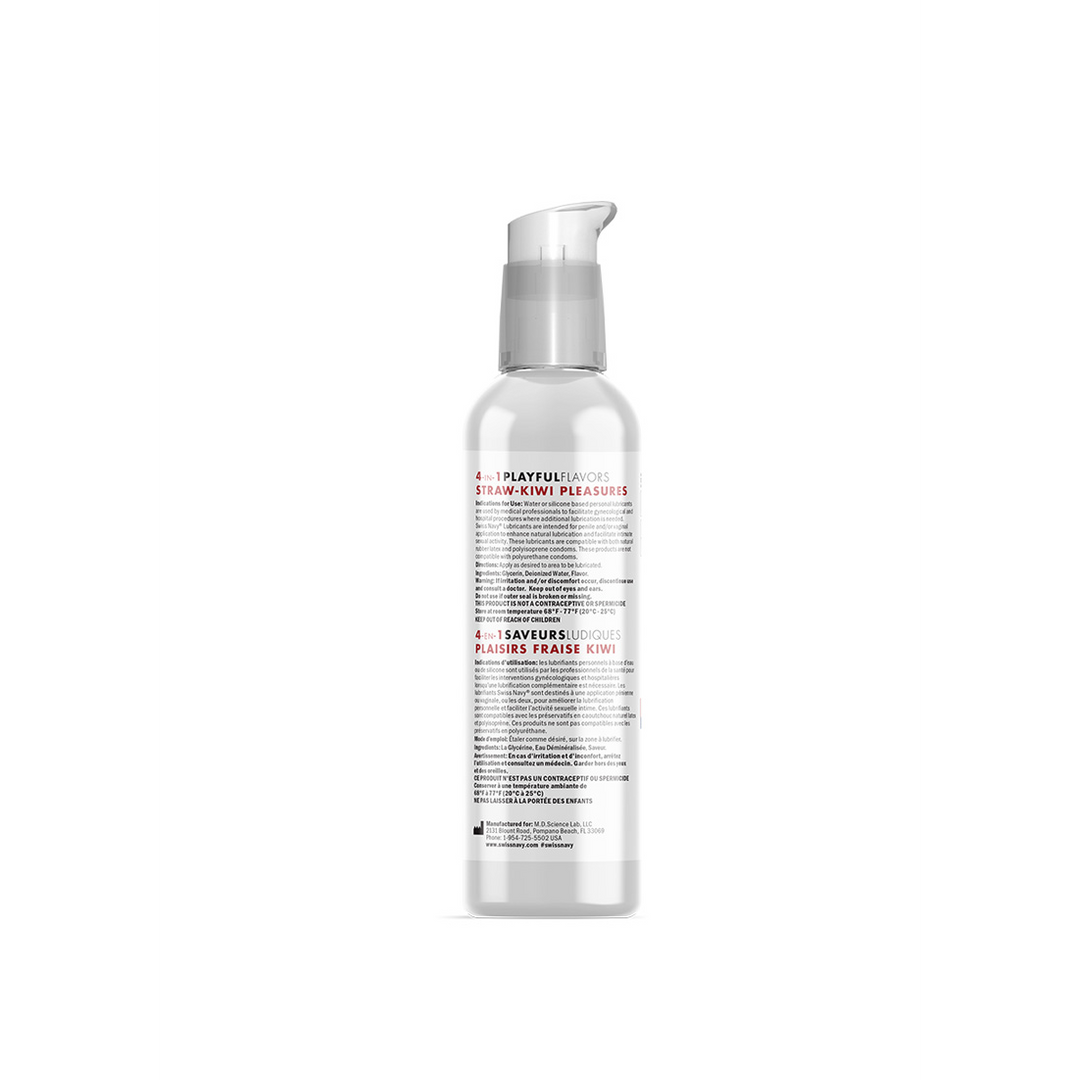 4 in 1 Playful Flavors - Lubricant with Straw-Kiwi Pleasures Flavor - 4 fl oz / 118 ml