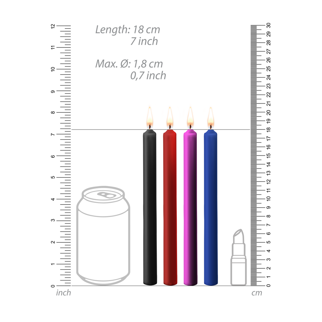 Teasing Wax Candles 4 Pieces – Large & Multicoloured BDSM Fun