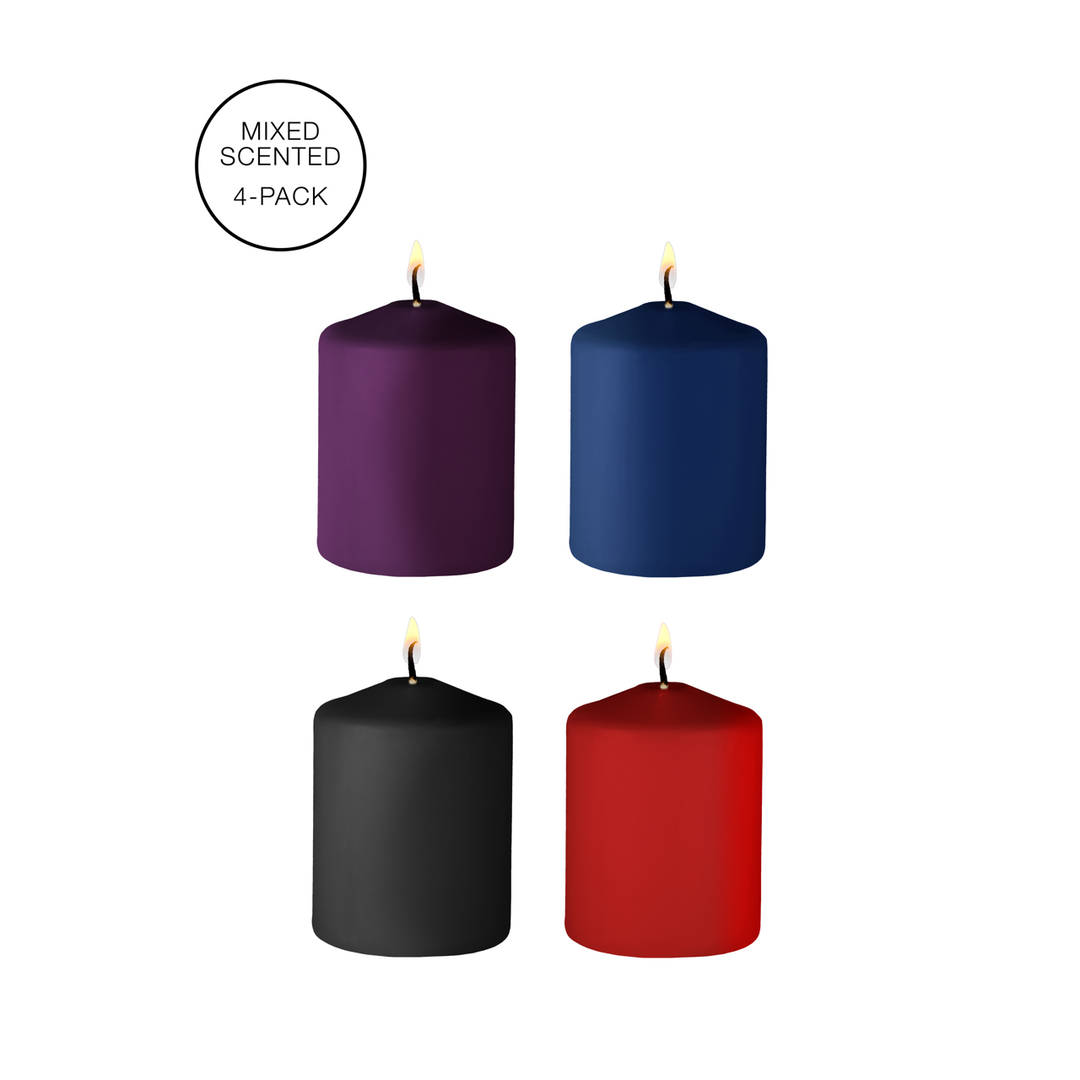 Tease Candles Mix – 4 mehrfarbige hautfreundliche Kerzen