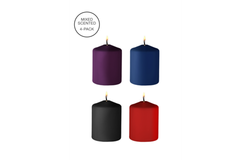 Tease Candles Mix – 4 mehrfarbige hautfreundliche Kerzen