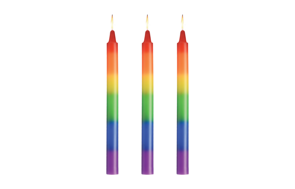 Pride Candles Regenbogen-Tropfkerzen-Set mit 3 Kerzen – Wachsspiel