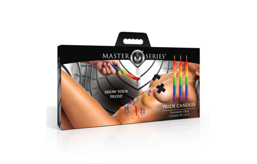 Pride Candles Regenbogen-Tropfkerzen-Set mit 3 Kerzen – Wachsspiel