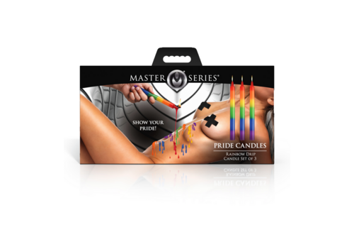 Pride Candles Regenbogen-Tropfkerzen-Set mit 3 Kerzen – Wachsspiel