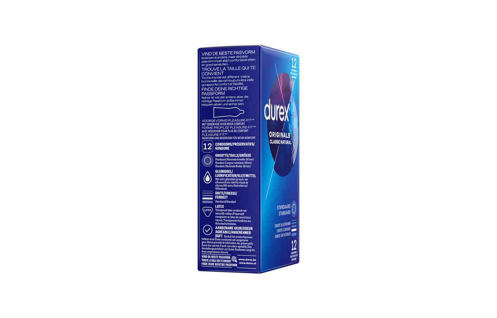 Durex Originals Classic Natural Kondome – 12 Stück Sicher & komfortabel