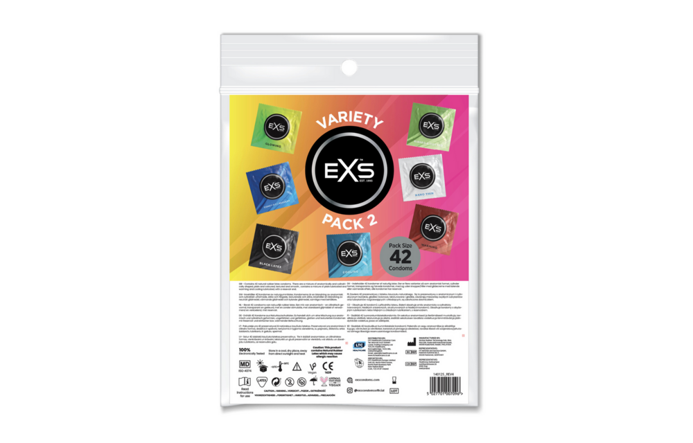EXS Variety Pack 2 - 42 Condoms, 6 Types Pleasure & Safety