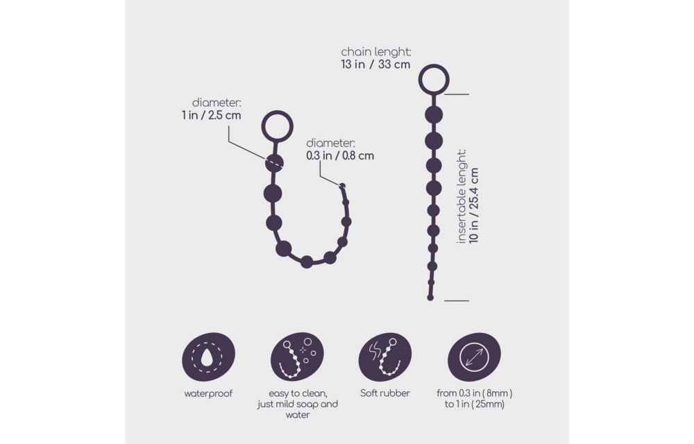 Basic Anal Beads 25.4 cm - Black & Safe for Beginners