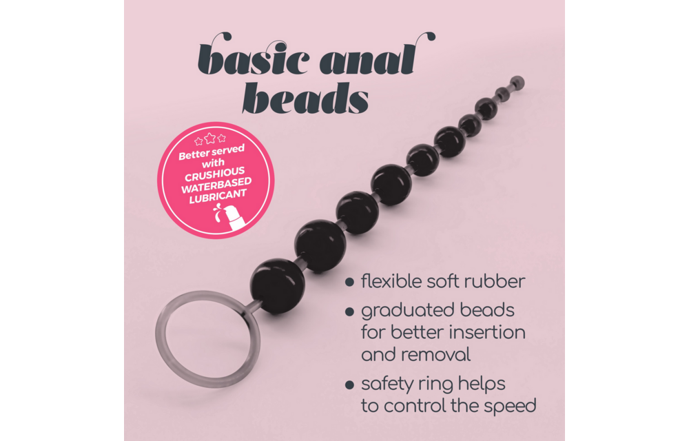 Basic Anal Beads 25.4 cm - Black & Safe for Beginners