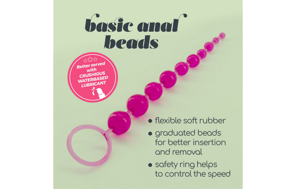 Basic Anal Beads - 10 Bead Chain - Pink