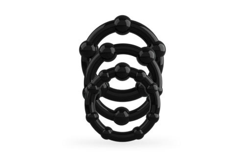 Triple Bead Cockring Set Schwarz – Verstärke deine Erektionen