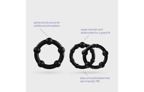 Triple Bead Cockring Set Schwarz – Verstärke deine Erektionen
