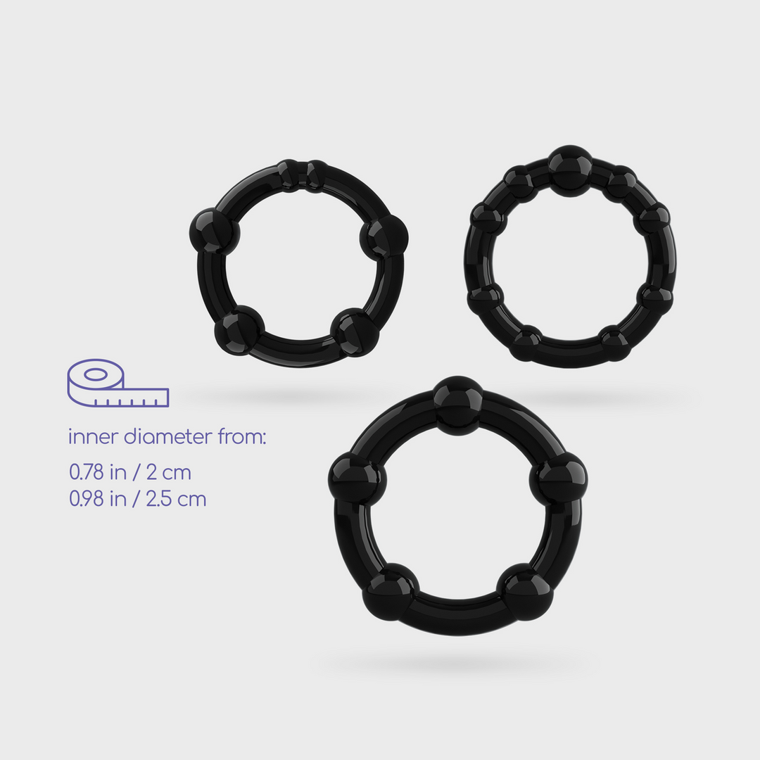 Triple Bead Cockring Set Schwarz – Verstärke deine Erektionen