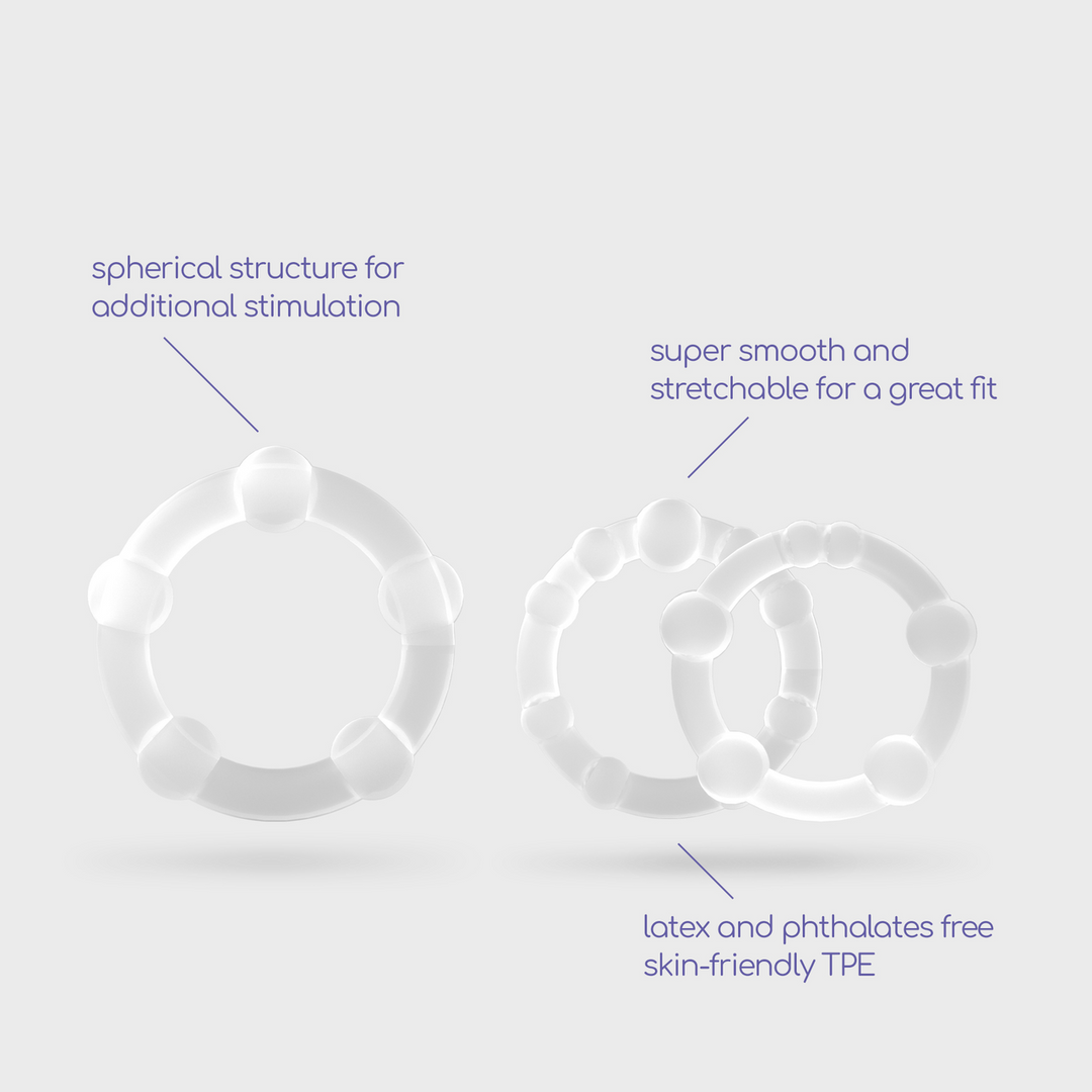 Triple Bead Cockring Set Transparent - Erection Boost Crushiou