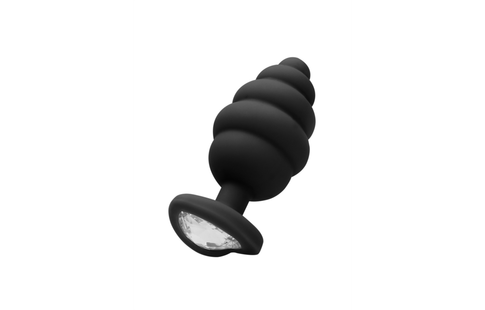 Ribbed Diamond Heart Plug 7 cm - Luxury Silicone Stimulator