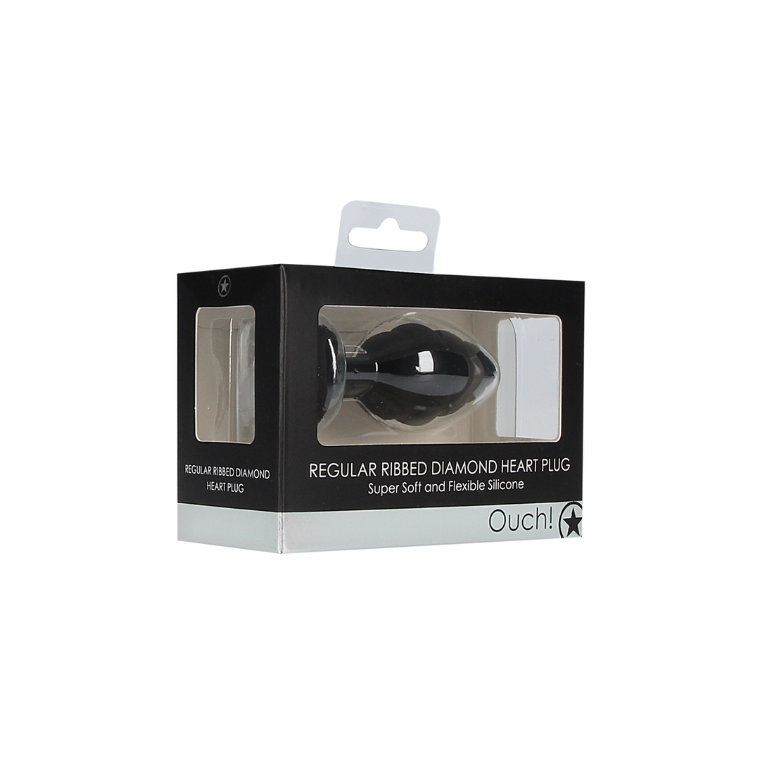 Ribbed Diamond Heart Plug 7 cm - Luxury Silicone Stimulator