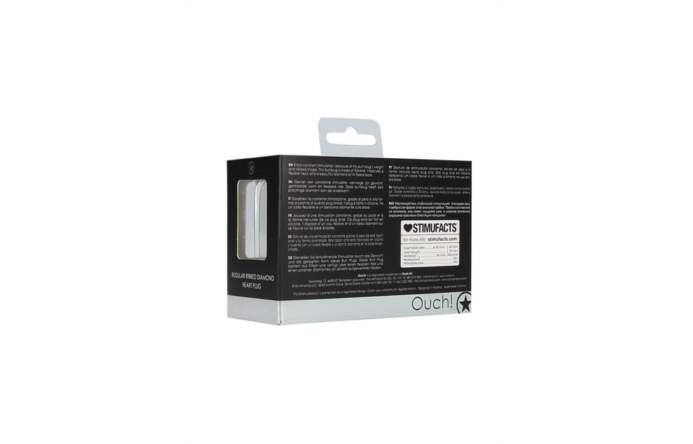 Geriffelter Diamant-Herz-Plug 7 cm – Luxuriöser Silikon-Stimulator