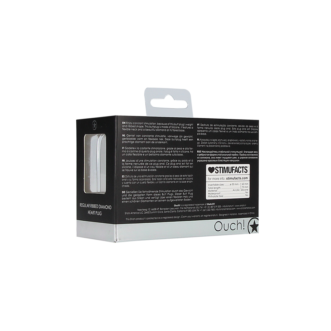 Geriffelter Diamant-Herz-Plug 7 cm – Luxuriöser Silikon-Stimulator