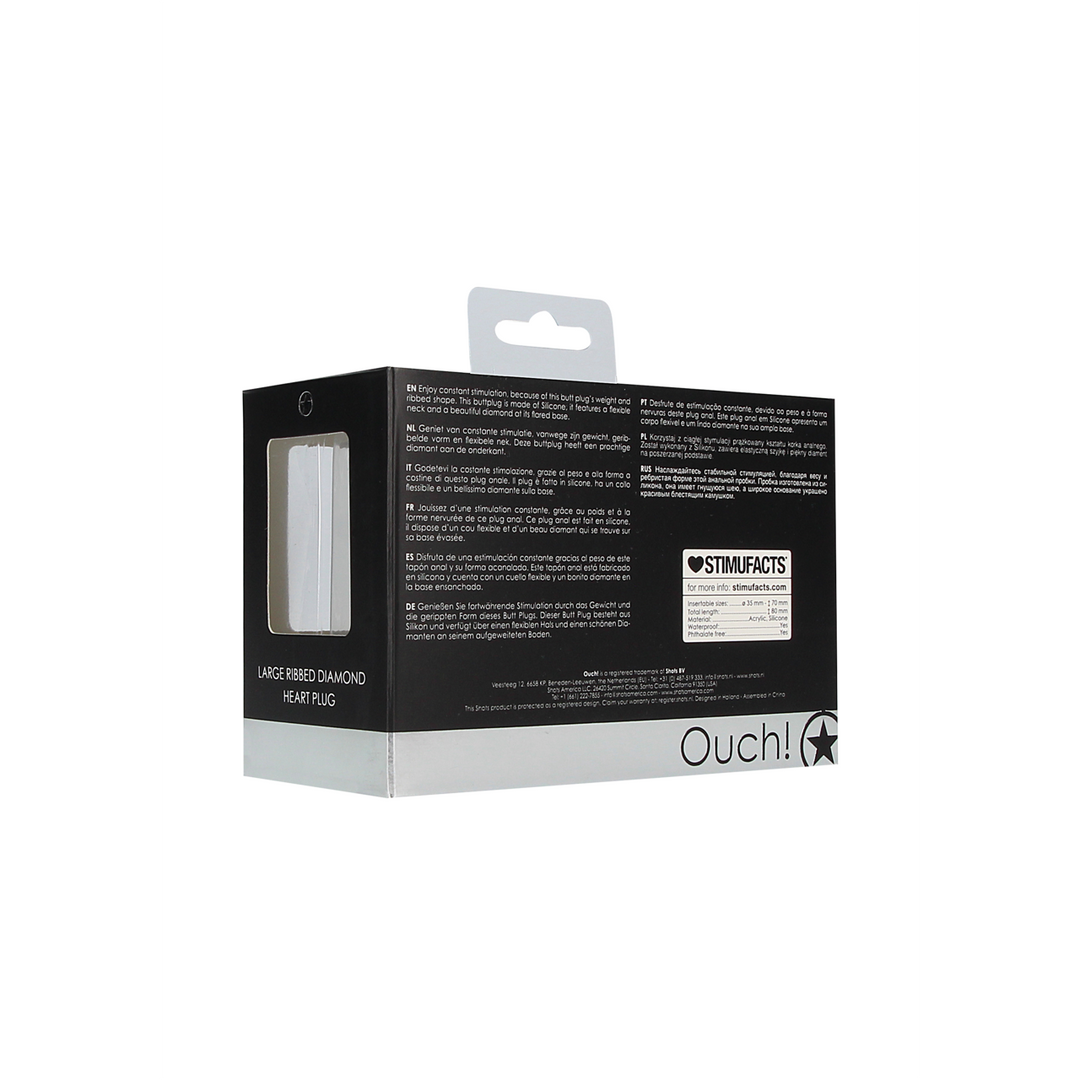 Geriffelter Diamant-Herz-Plug 8 cm – Luxuriöser Silikon-Stimulator