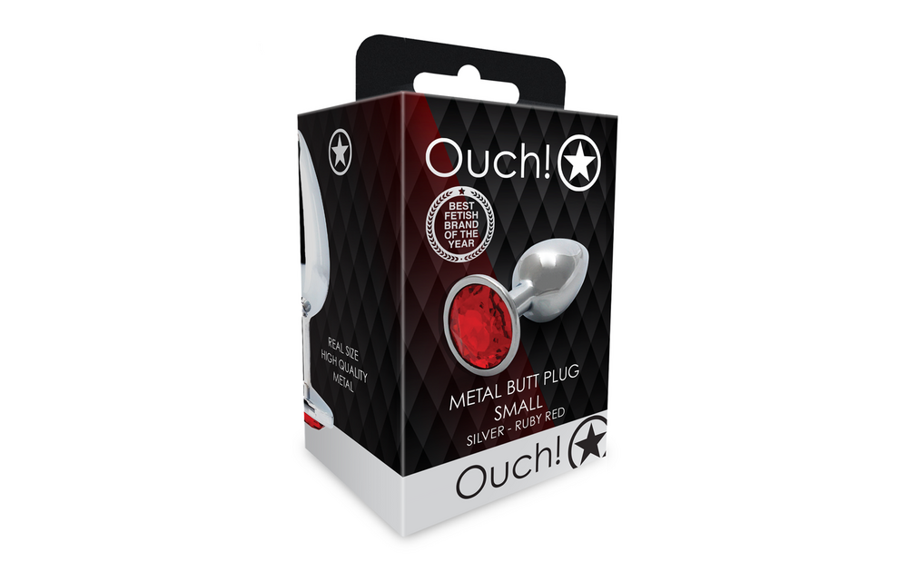 Round Gemstone Anal Plug 6.9 cm - Silver & Ruby Red