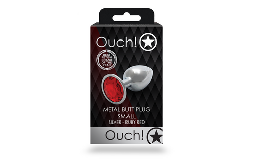 Runder Edelstein-Analplug 6,9 cm – Silber & Rubinrot