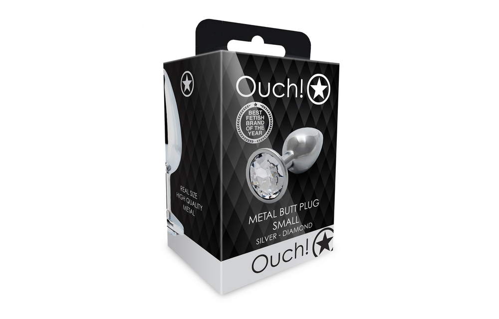 Round Gemstone Anal Plug 6.9 cm - Silver/Diamond Luxury